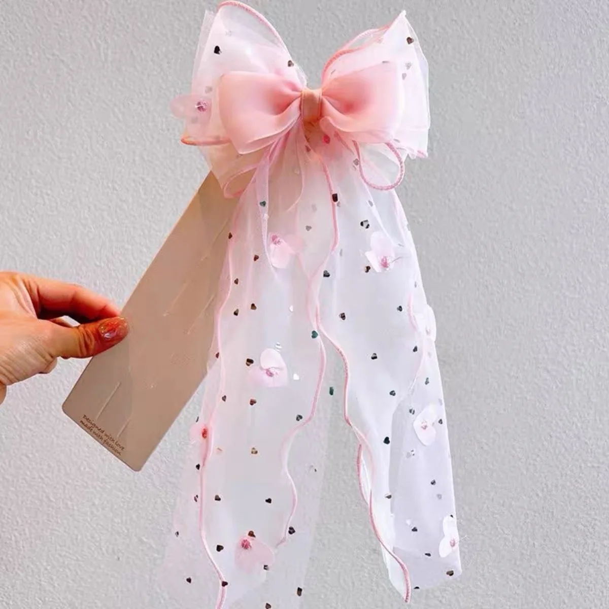 

Корейская заколка для волос в стиле принцессы, сказочный сетчатый бант, детская лента для хвоста, повязка на голову, летний подарок