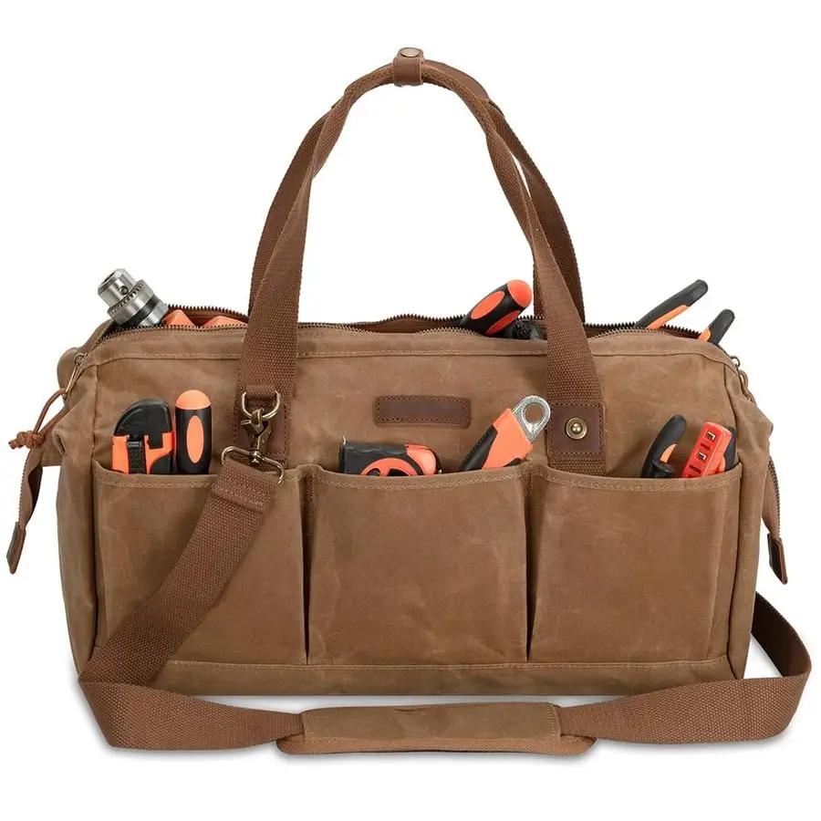 

Сумка для инструментов Duty 18 дюймов с 12 карманами, большой органайзер для инструментов на молнии, портативный пустой ящик для инструментов для механиков, электриков, DIY Dur