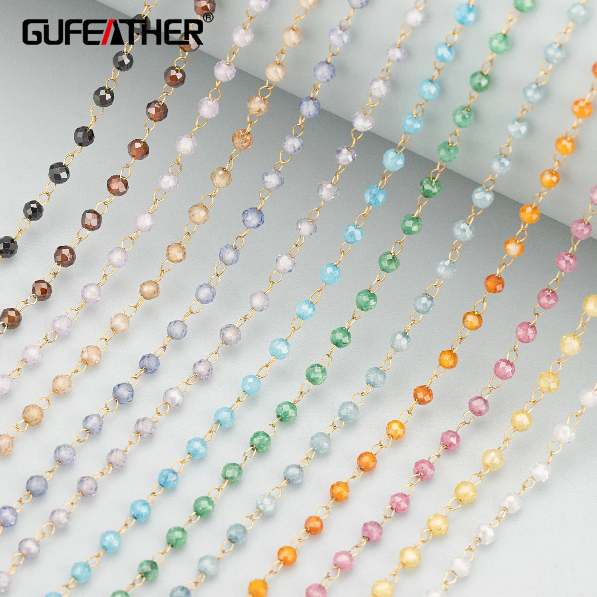 

GUFEATHER C385,chain,stainless steel,nickel free,zircons,hand made,charms,diy bracelet necklace,jewelry making,1m/lot