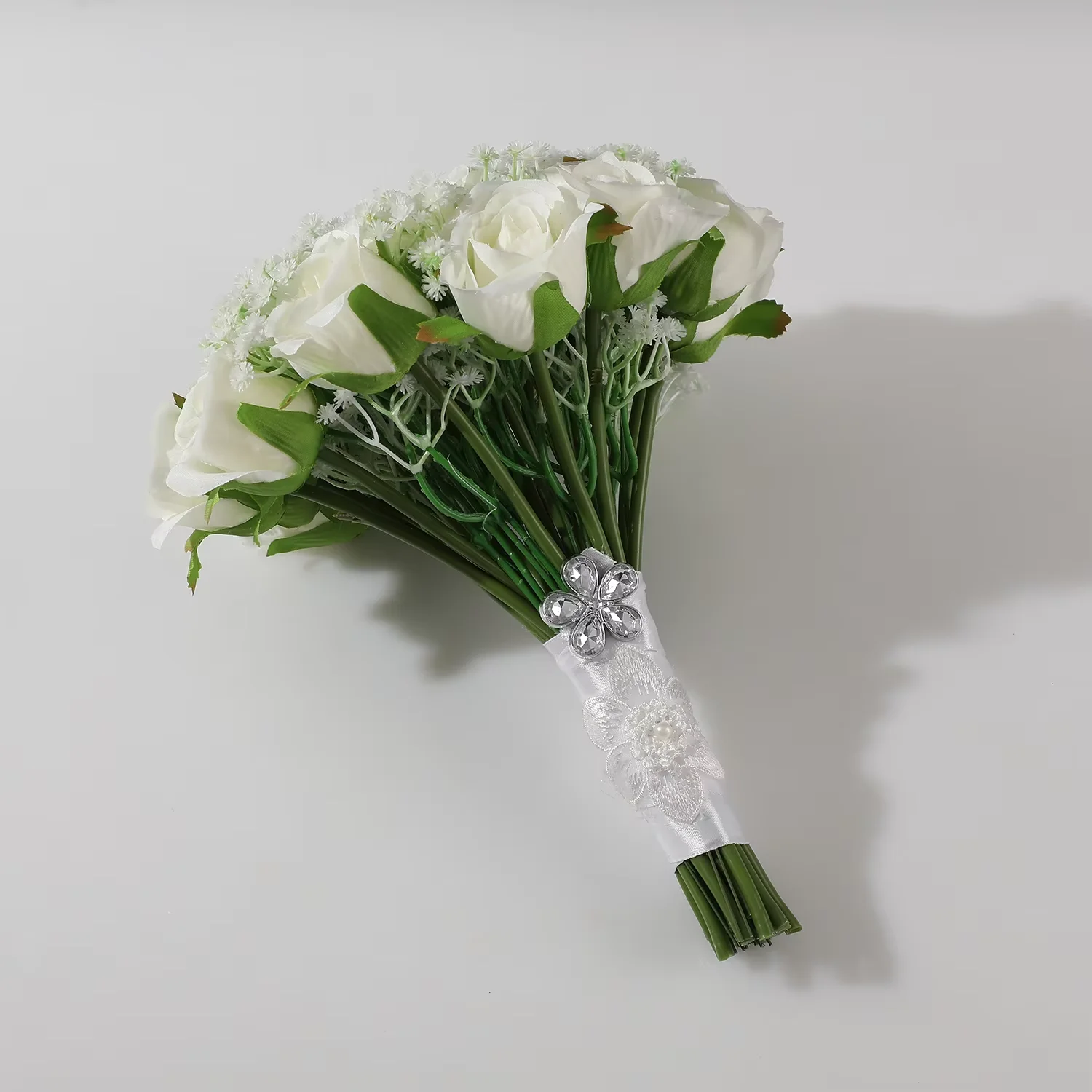 Bridal Bouquet Wedding Flowers Bridesmaids Silk Roses Fake Babys Breath Bride Wedding Accessories Table Centerpiece Decoration