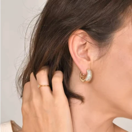 SUNSLL Multicolor Cubic Zircon Roud Hoop Earrings Gold Plated Earring For Women Girls Fashion Party Jewelry Gifts 3 Sizes