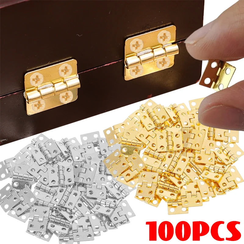 Iron Retro Mini Hinges with Screws Chest Cabinet Drawer Jewelry Box Dollhouse Hinge 180 Degree DIY Miniature Furniture Hardware