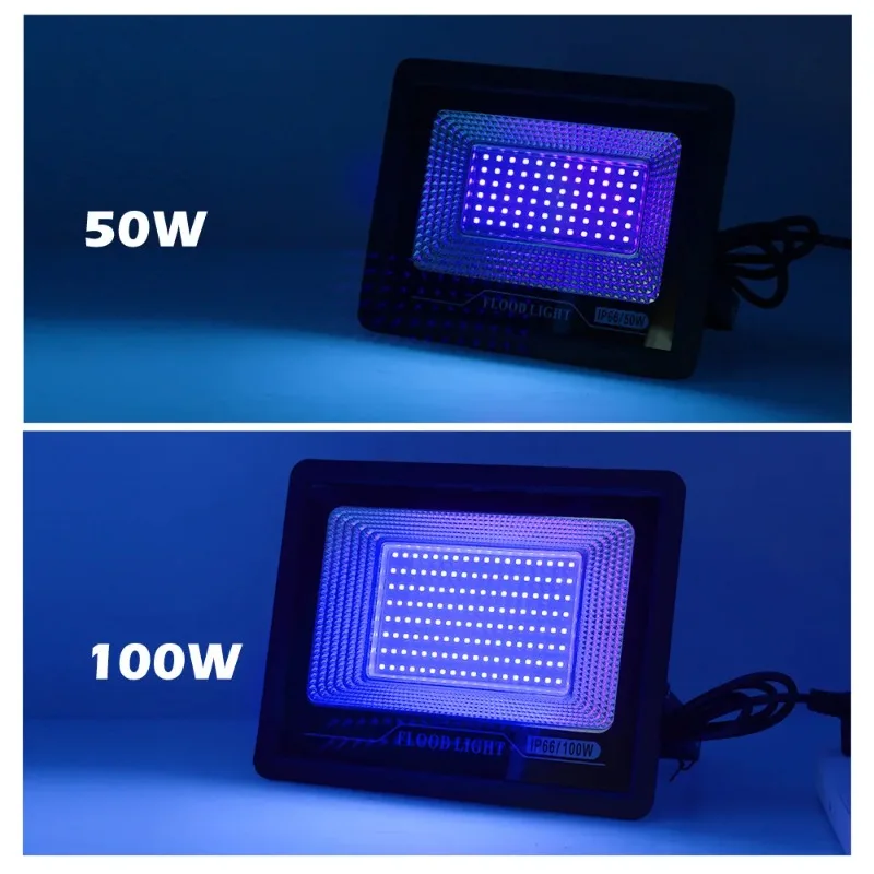 LED Flood Light for Outdoor, Bright Safety, IP66 Waterproof, Purple Spotlight, Party Lighting, Patio, Backyard, House, 80W, 100W