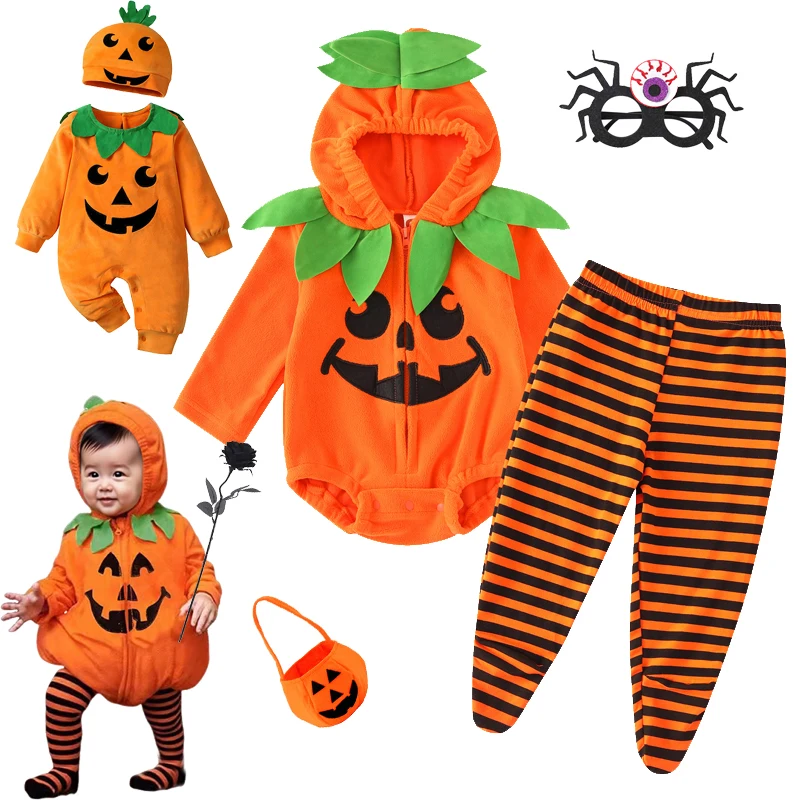 2025 Pumpkin Cosplay Jumpsuit Baby Girls Boys Halloween Clothes Sets New Baby Girl Set Carnival Party Costumes Halloween Gifts