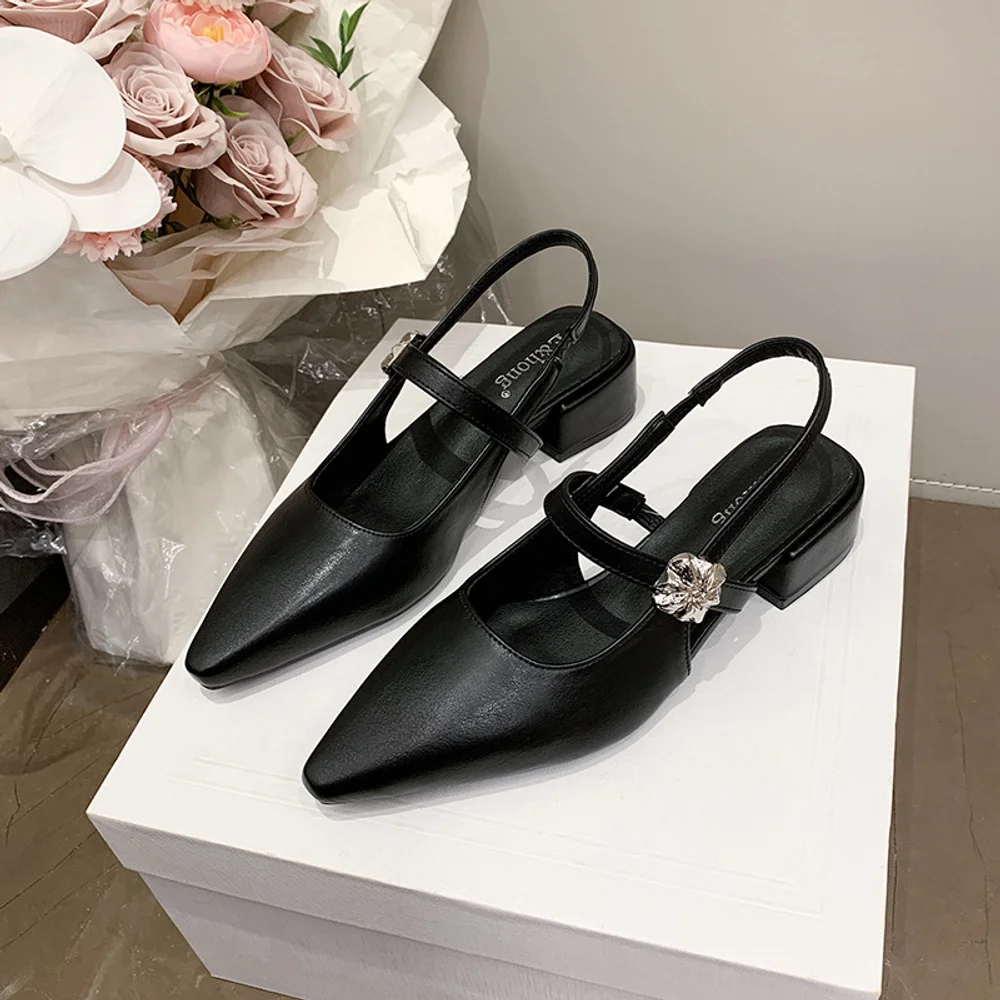 

Французские женские сандалии: Новинка 2026 года, элегантные и модные, универсальные, с острым носком, на высоком каблуке, на толстом каблуке, балетки Мэри Джейн