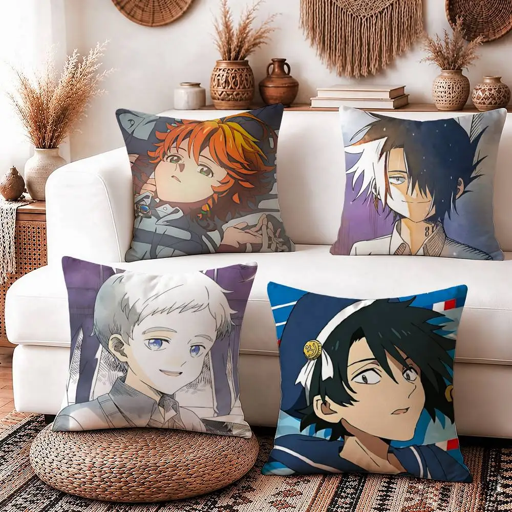 TPN-Anime the P-Promised Neverland Square Sofa Pillow Cover Solid Color Living Room Home Decor Cushion Case