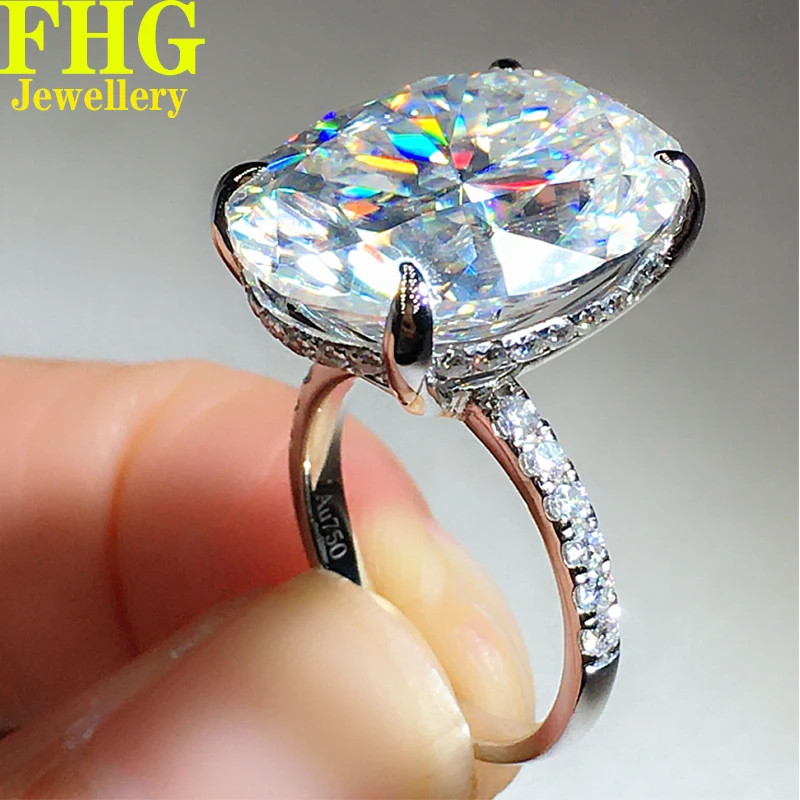 

10 Carat 11*16MM Oval shape Solid 18K Au750 White Gold Ring DVVS1 Moissanite Diamonds Wedding Party Engagement Anniversary Ring
