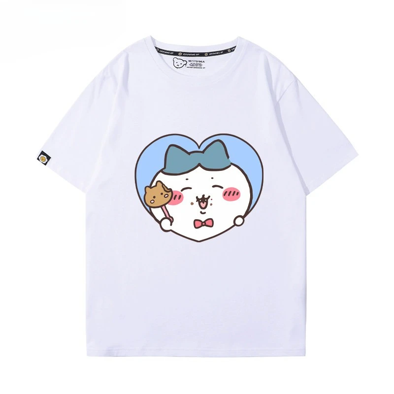 Chiikawa Usagi Hachiware Graphic T Shirt Kids Adults Cotton Loose Cute Couple Summer Short Sleeve Tops