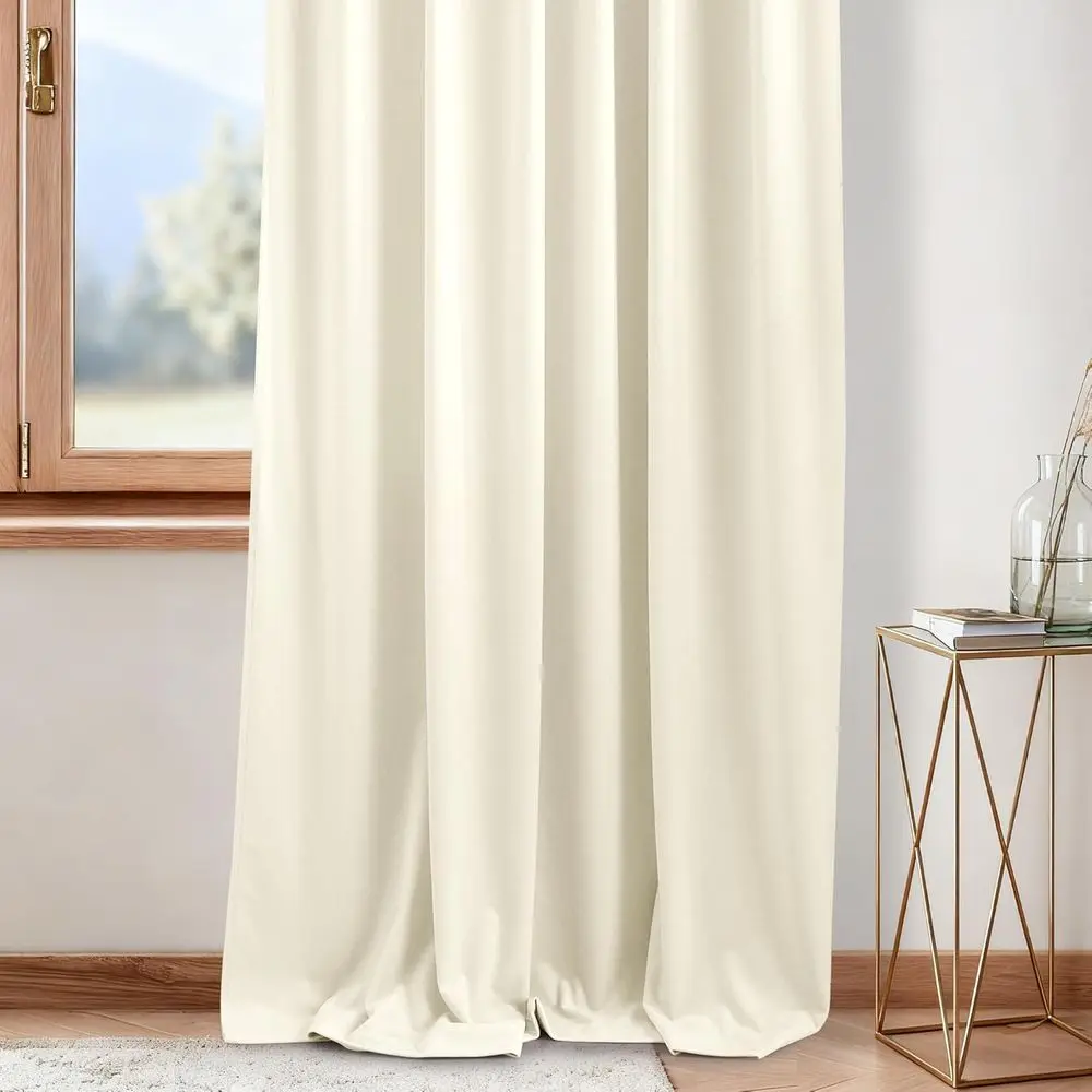 Luxuriöse Vorhänge aus elfenbeinfarbenem Samt, 120 lang, 52-breit, raumverdunkelnd, wärmeisoliert, geeignet für Schlafzimmer und Wohnzimmer