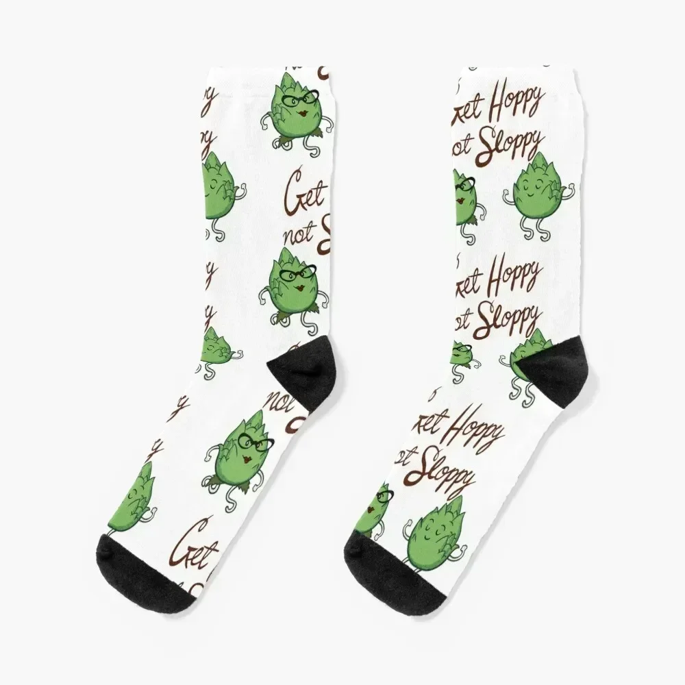 Get Hoppy, Not Sloppy Calcetines estéticos para deportes de nieve Calcetines personalizados Hombres Mujeres