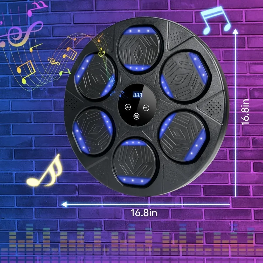 آلة الملاكمة الموسيقية المثبتة على الحائط مع اتصال بلوتوث للبالغين والأطفال معدات التمرين التفاعلية مع القفازات #3