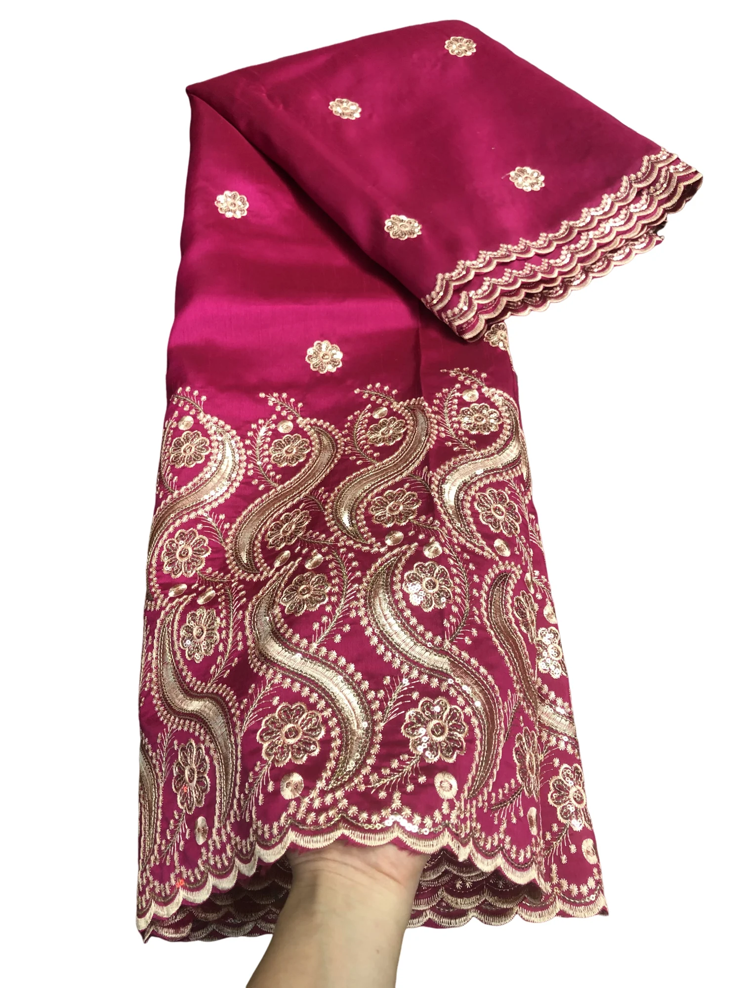 Tissu africain de haute qualité avec imprimé George, étoffe en soie brute, style indien et Orange, ensemble le plus chaud avec chemisier pour mariage, 5Yards par pièce, 2022