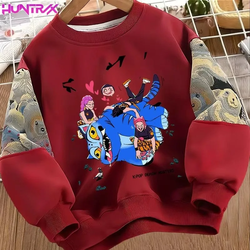 

KPop Demon Hunters Cartoon Anime Rumi Mira Zoey Sweatshirt for Men and Women, Autumn Fashion Casual Loose Long-Sleeve Sweatshirt