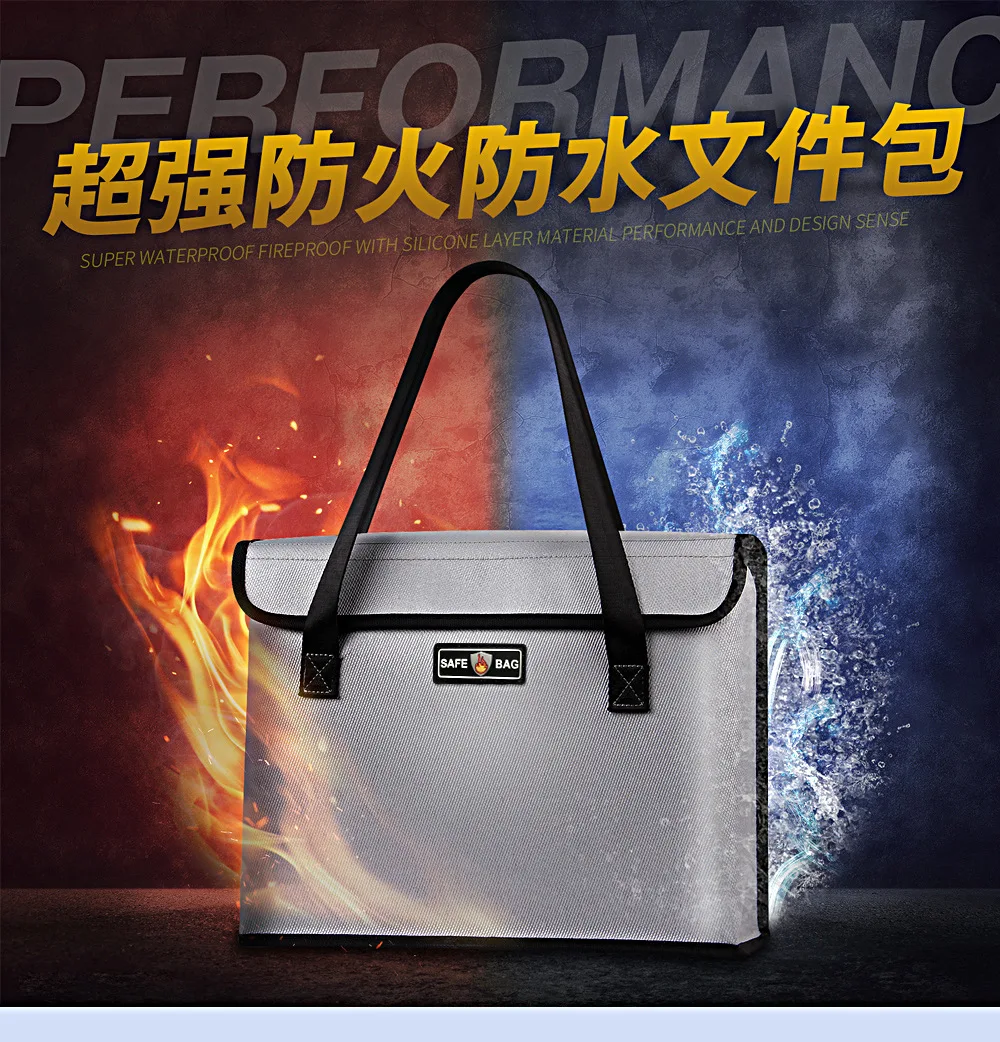 Large Size Fireproof Document Bag Waterproof Lithium Battery Explosion-proof Bag Precious Metal Bill Safety Bag