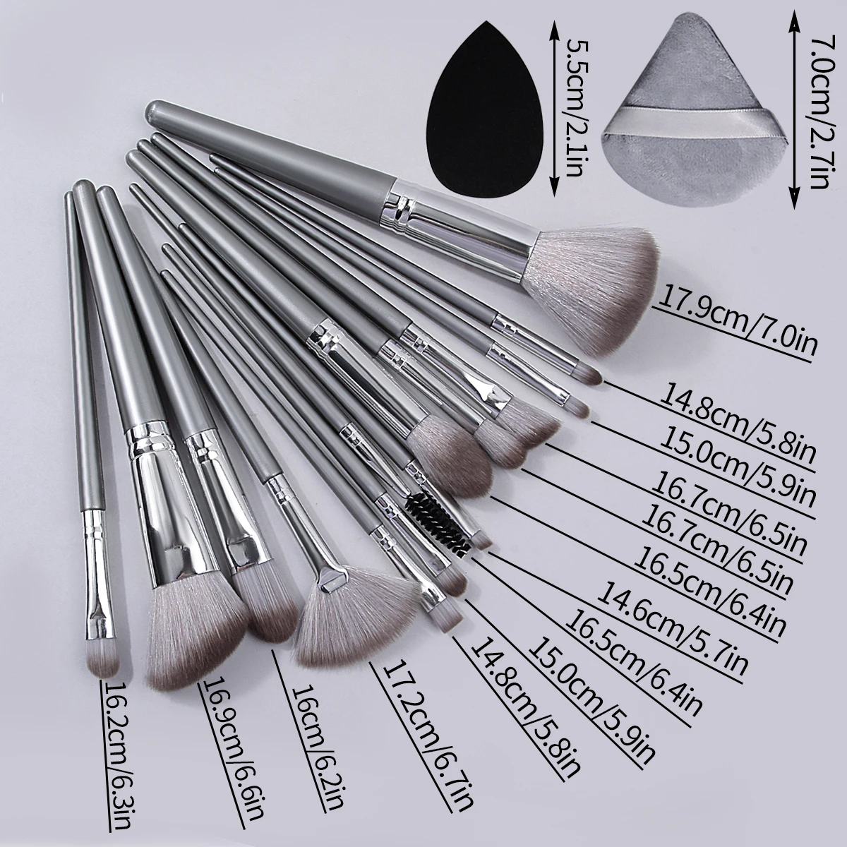 18-teiliges professionelles Make-up-Pinsel-Set und 4-teiliges Puderquaste-Set, Make-up-Werkzeuge mit weicher Faser zum einfachen Tragen, Foundation-Pinsel-Set