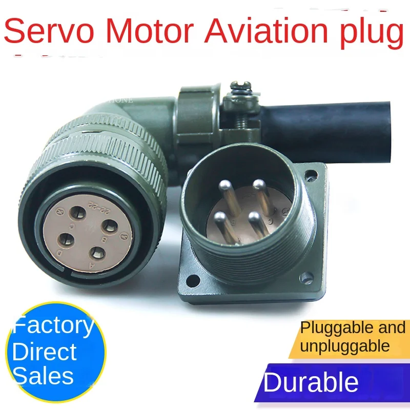 Servo motor aviation waterproof plug socket Fanuc Mitsubishi 4-core 4-hole 18-10S 22-22 socket plug