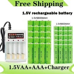 Original Rechargeable Battery 1.5V AA9800mAh+AAA8800mAh+Charger for Computer Clock Radio Video Game Digital Camera AA AAAbattery