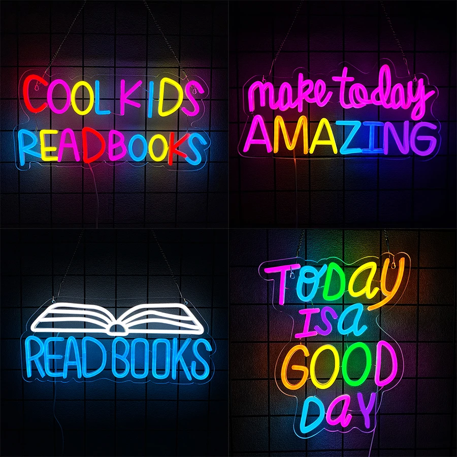 

Learning Quotations Neon Signs, Colorful Words And Book Icons, Used For Art Decor In Rooms, Libraries, Offices And Classrooms.