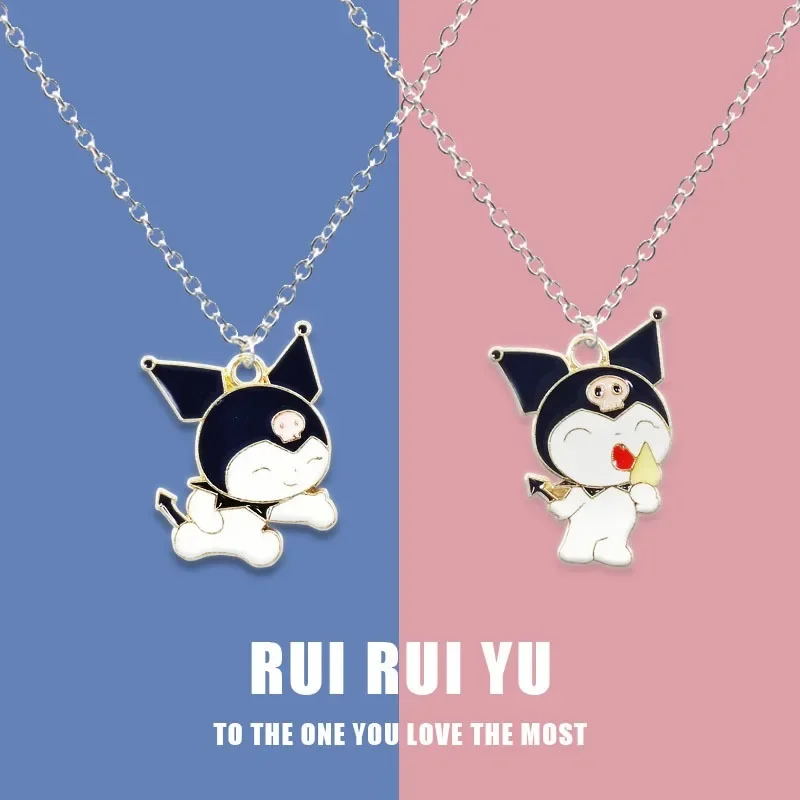 

Sanrio Kuromi Necklace Anime Figures Cute Cartoon Alloyed Necklace Q Figural Anime Merchandise Decoration Children Birthday Gift