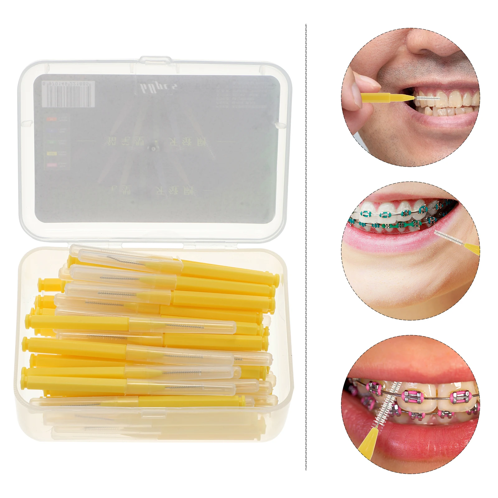 

60 Pcs Cleaning Tools Interdental Brush Teeth Care Professional Inter-dental Yellow Cleaner Flossers for