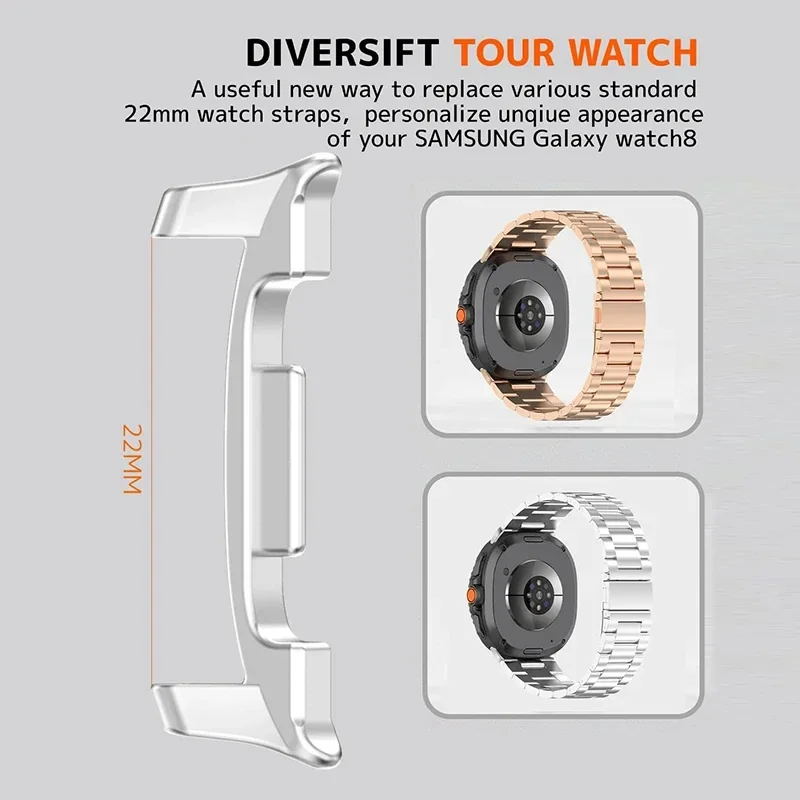 2 قطعة محول ساعة من الفولاذ المقاوم للصدأ لساعة سامسونج جالاكسي 8 كلاسيك 46 مللي متر موصل حزام الساعات لساعة جالاكسي 8 40/44 مللي متر 22 مللي متر