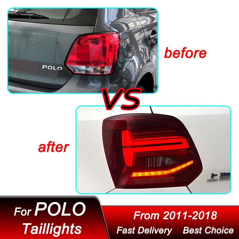 Car Led Tail Lights For VW POLO 2011-2018 new style full LED Tail Lamp Dynamic Turn Signal Light Tail Lamp Assembly