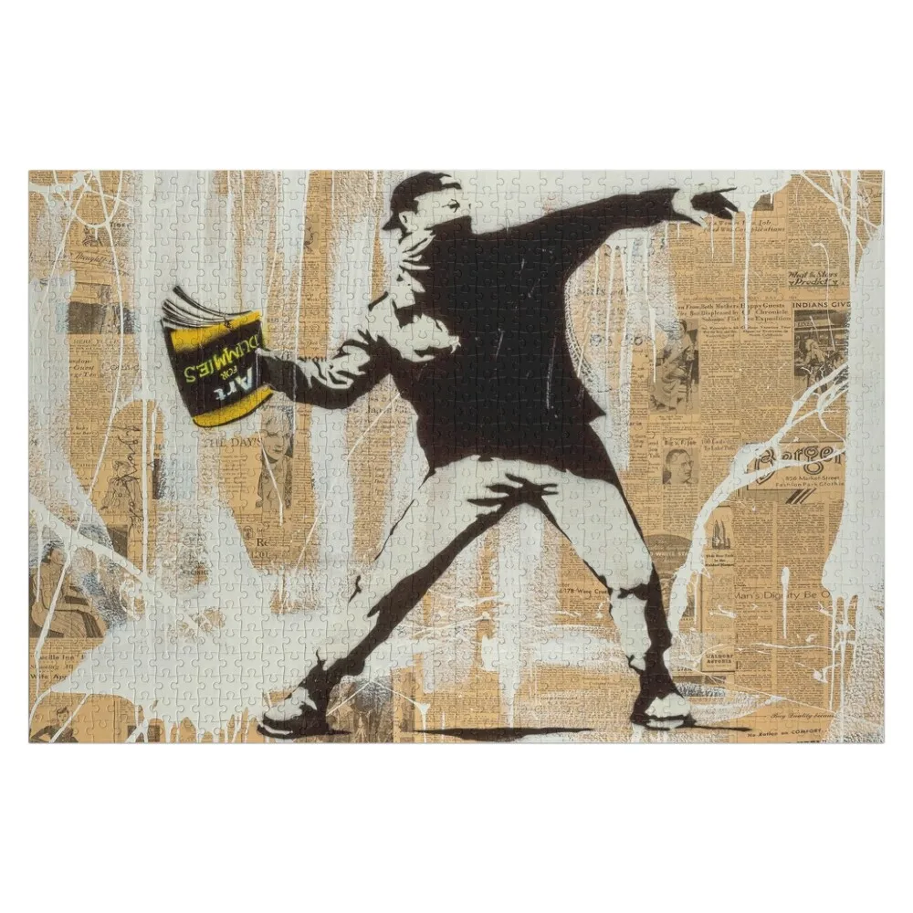 

Деревянный пазл с изображением Бэнкси, персонализированный, с именем, на заказ, подарки для детей, деревянные пазлы для взрослых