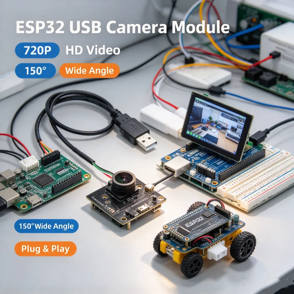 Usb Camera Module For Esp32-s3 Development Board For Window Android With Mic Speaker Microphone 720p 150 Degrees Wide Angle