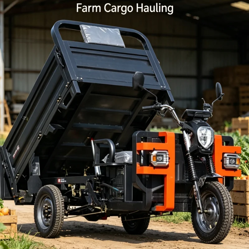 Electric Cargo Tricycle Heavy Duty Dump Truck Three Wheel Motorcycle Farm Transport Vehicle High Power Utility Trike