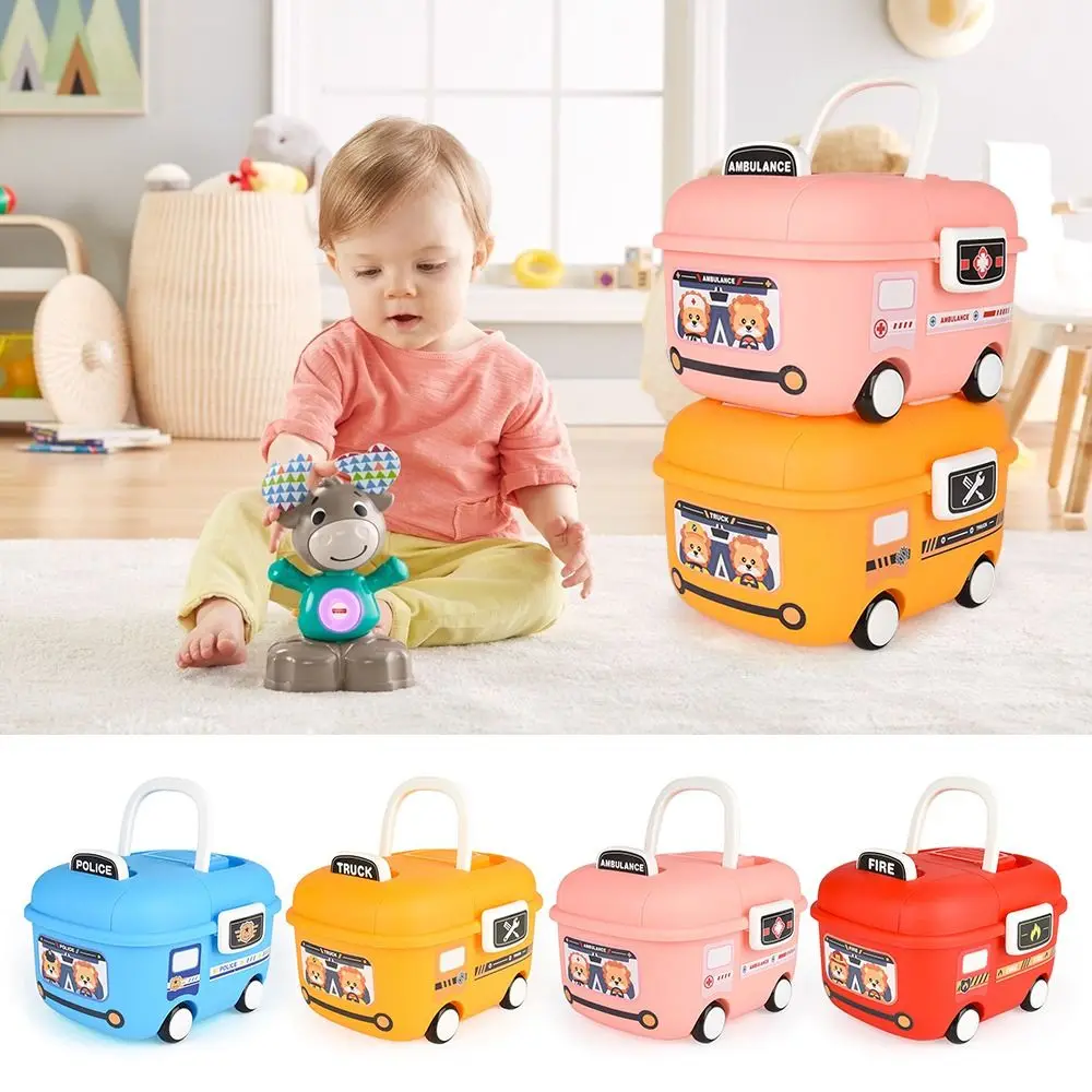 Multicolor Storage Boxes Multi-size Multi-functional Sundries Organising Box Cartoon Car with Handle Pulley Organizier Box