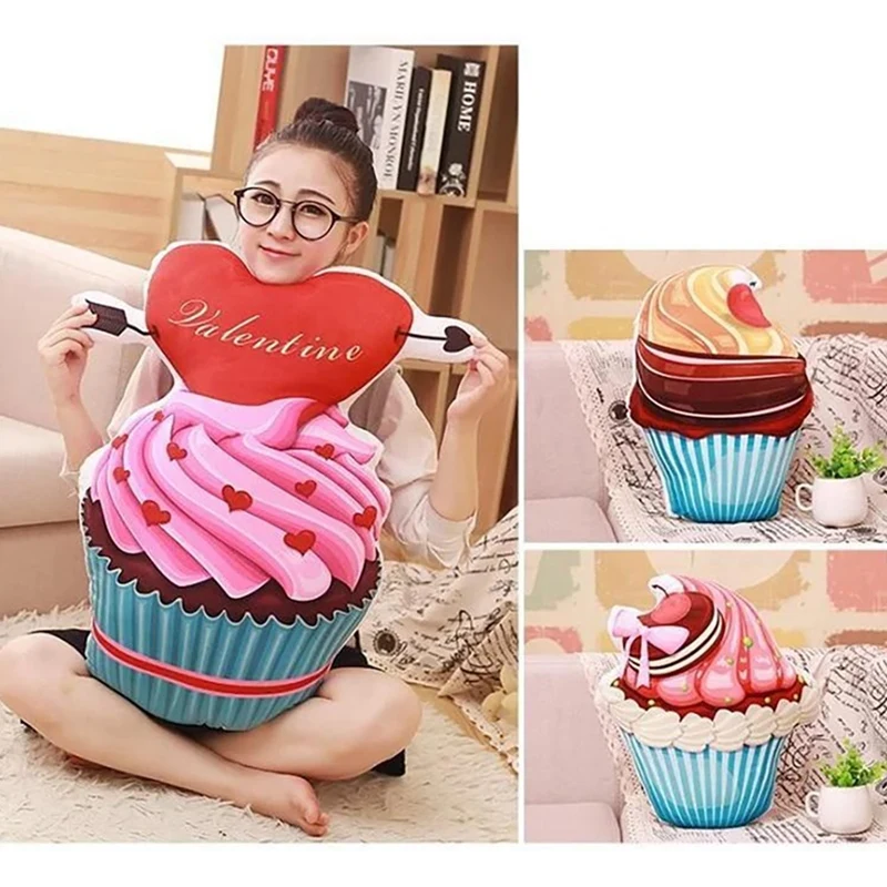 30Cm Of Creative 3D Real Ice Cream Cake Cone Pillow Stuffed Plush Home Pillow Office Nap Pillow Cushion Birthday Gift