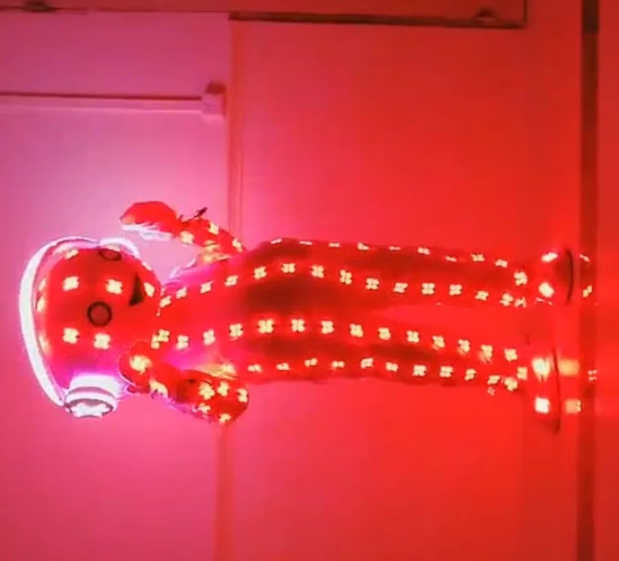 big head doll ballroom dance show dj dicso partycatwalk stage wears singer stage clothing Colorful RGB light LED costumes