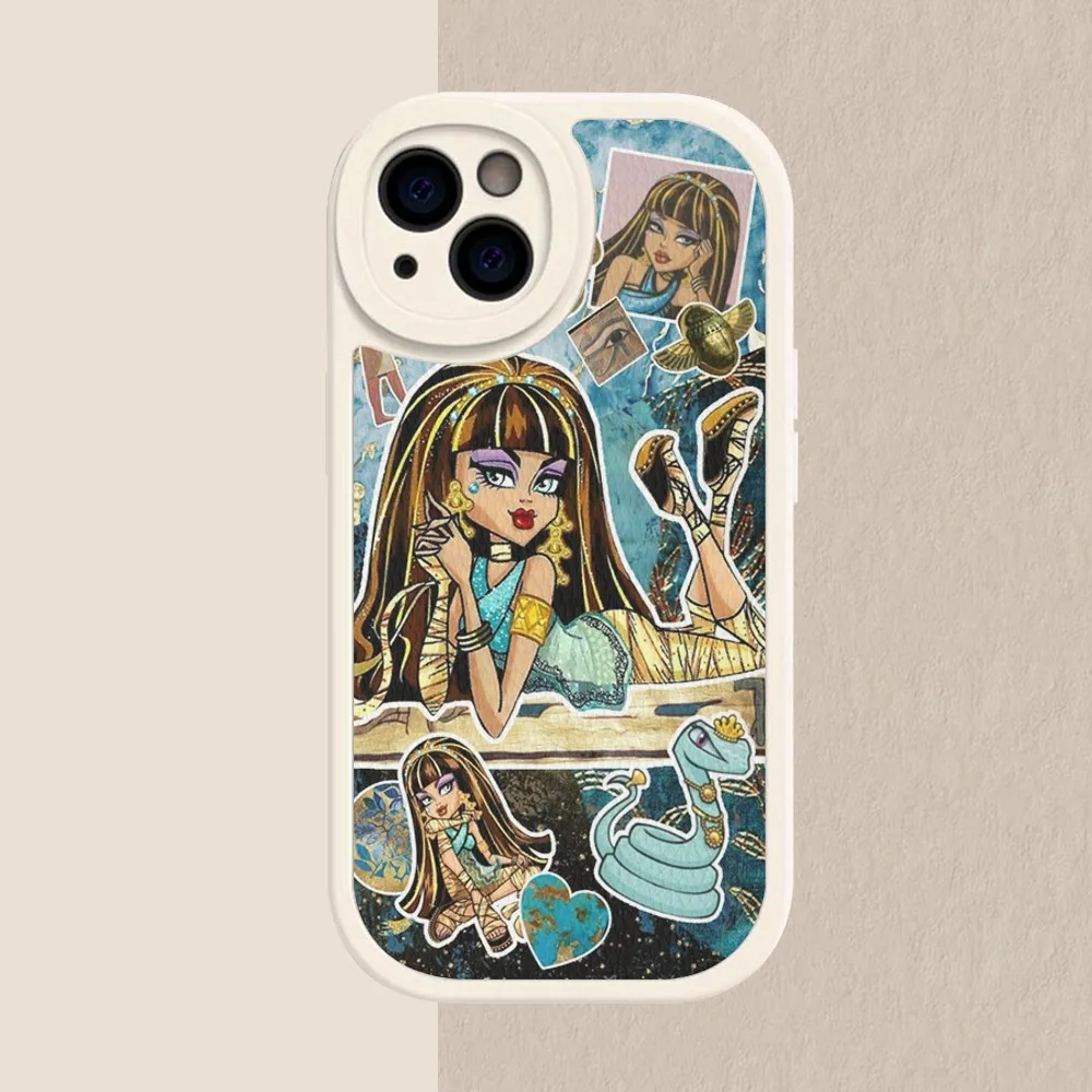 M-MonsterS Cartoon H-HighS Phone Case Hard Leather For iPhone 15 14 13 12 Mini 11 14 Pro Max Xs X Xr Plus Fundas