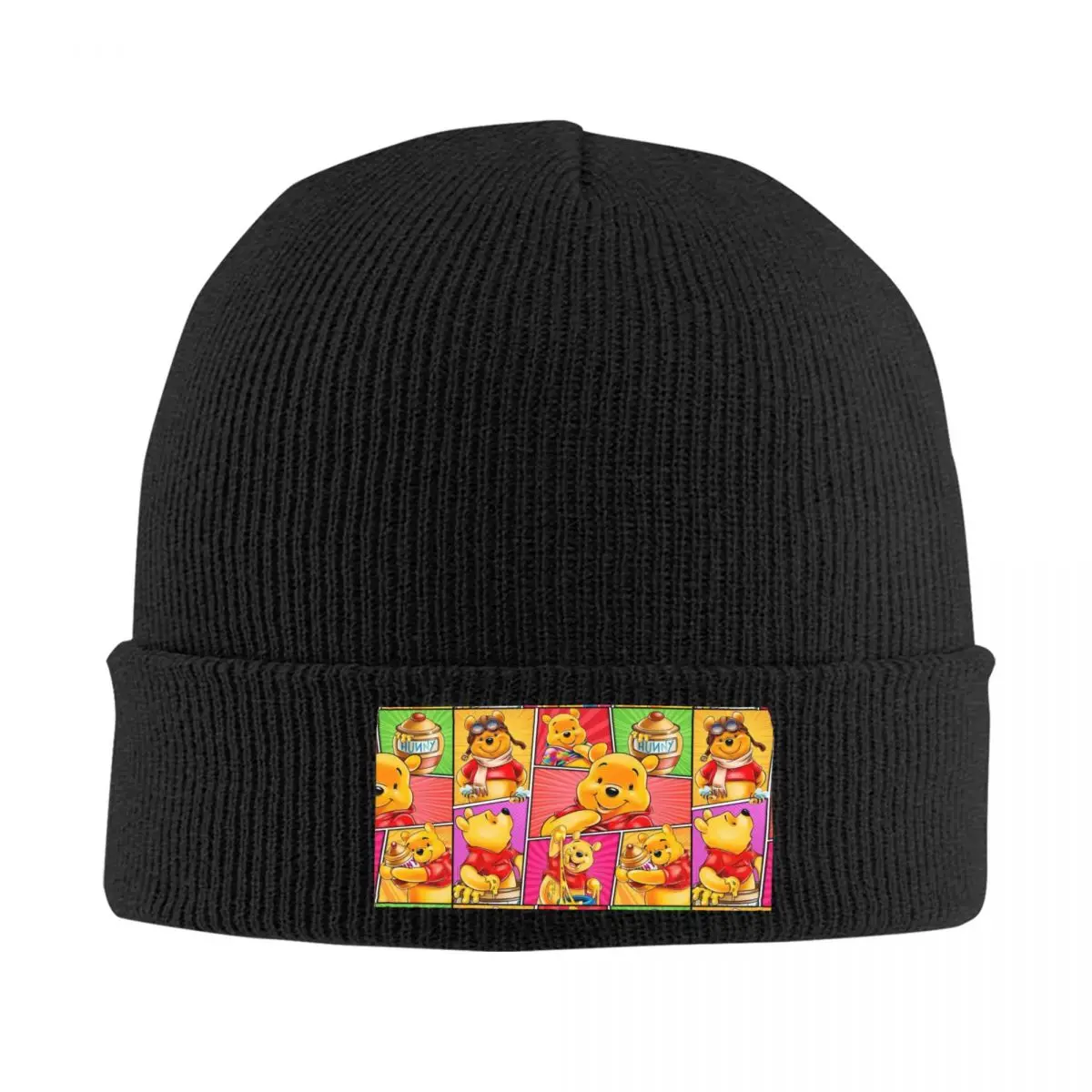 Custom Winnie Pooh Bear Collage Skullies Beanies Caps Fashion Winter Warm Men Women Knitted Hats Unisex Adult Bonnet Hats