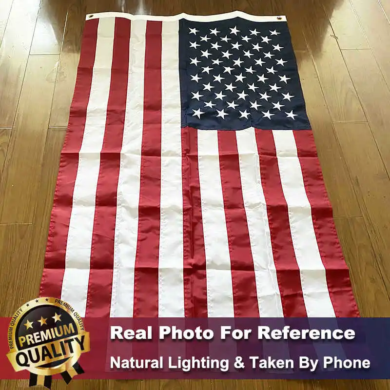 Outdoor American Flag USA Banner Oxford Nylon Embroidered Stars Stitched Stripes Brass Grommets National US Flags Banners