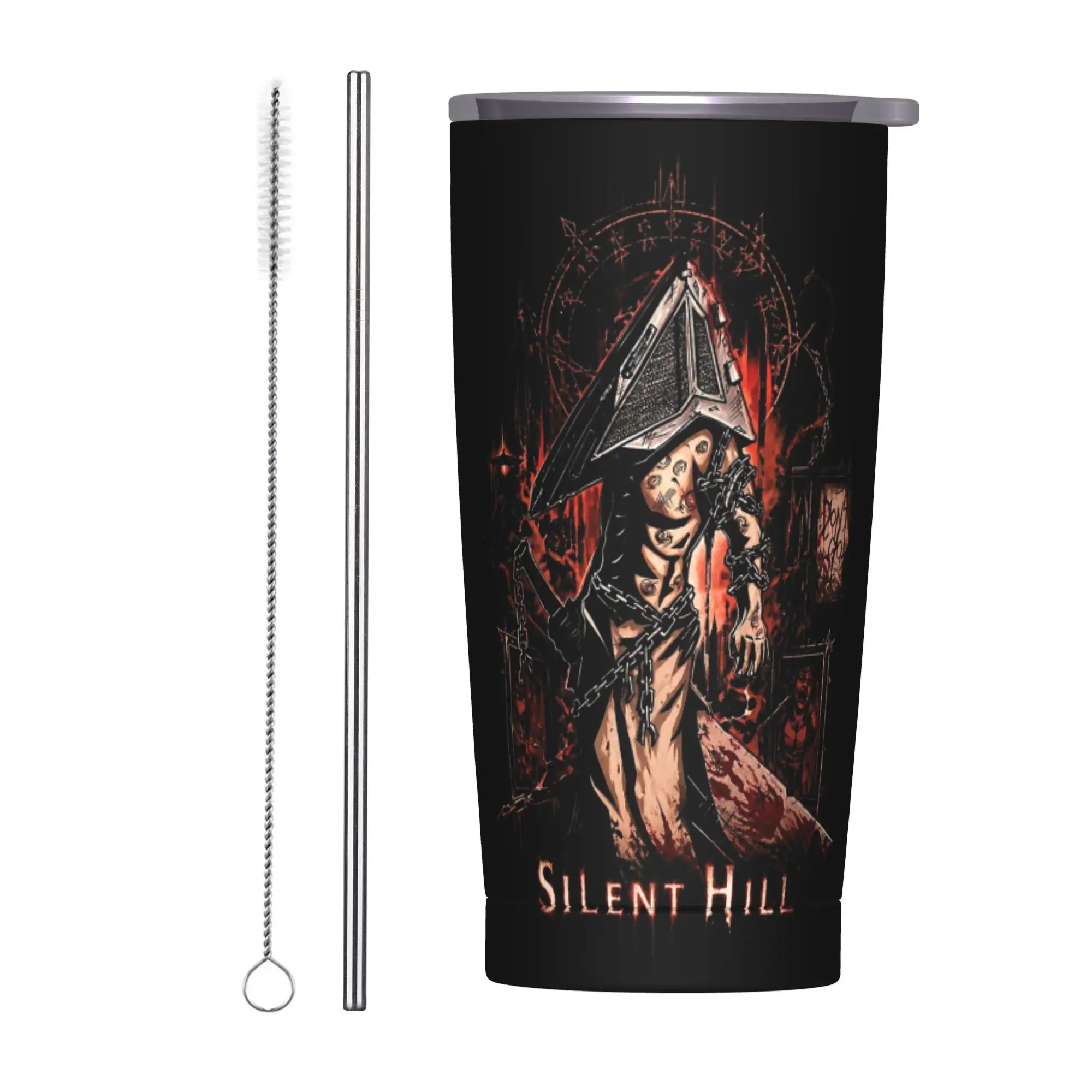

Stainless Steel Tumbler Silent Hill Thermal Cups Insulated Cold and Hot Car Mugs Beach Water Bottle