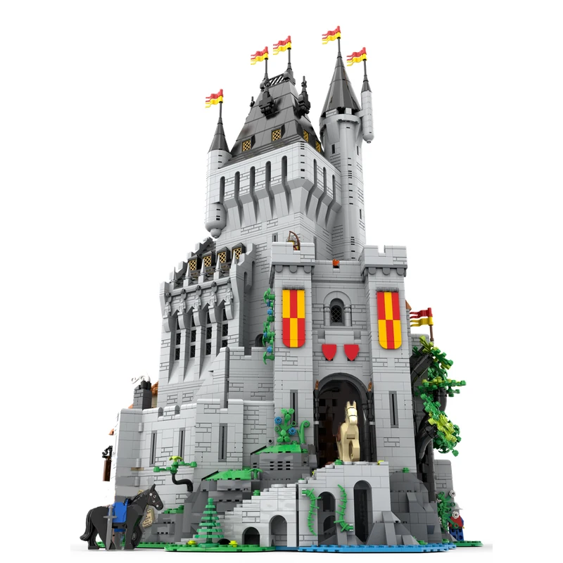 9630pcs MOC The Lion Knights' High Tower Castle Lion Knights Model Building Blocks Toys Construction Christmas Gift DIY Art
