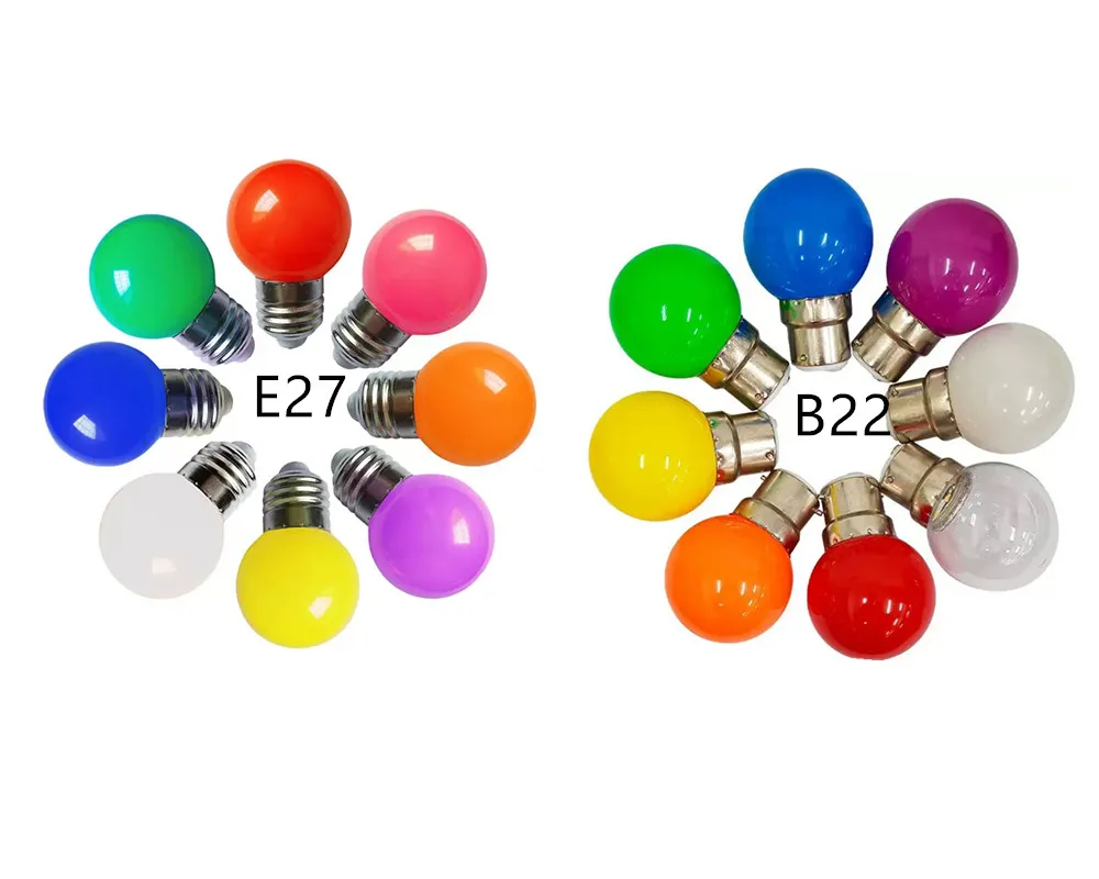 20PCS LED Newest Colorful E27 3W 220V Red Blue Green White Yellow Warm  RGB Blubs Energy Saving LED Golf Ball Light Globe Lamp