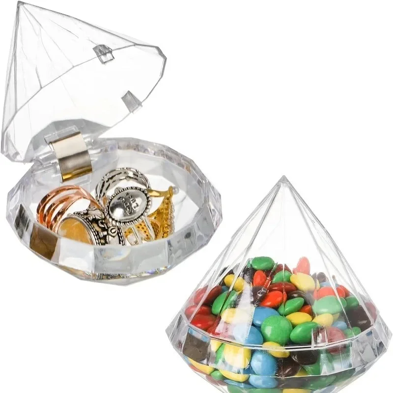 12 PCS Clear Diamond Shape Candy Box Acrylic Wedding Engagement Birthday Party Graduation Bachelor Party Theme Favors