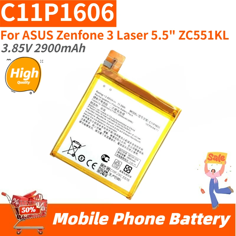 C11P1606 High Quality Replacement Battery 3.85V 2900mAh For ASUS Zenfone 3 Laser 5.5 ZC551KL Mobile Phone Brand New