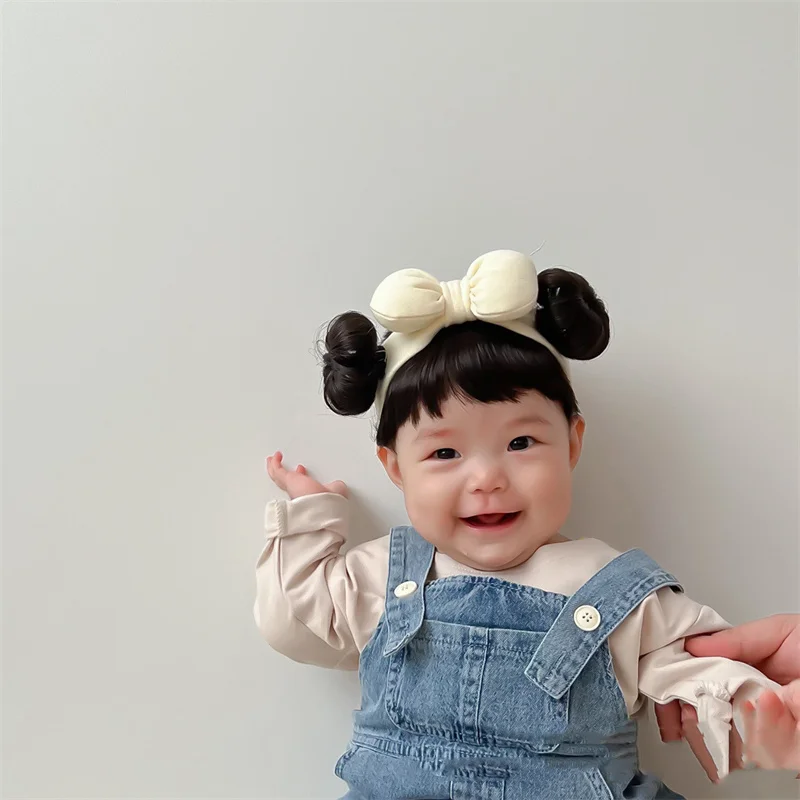 New Year Hair Accessories Cute Bow Baby Girl Wig Hat Hairpiece Christmas Newborn Children Kids Girls Cosplay Headbands Headwear