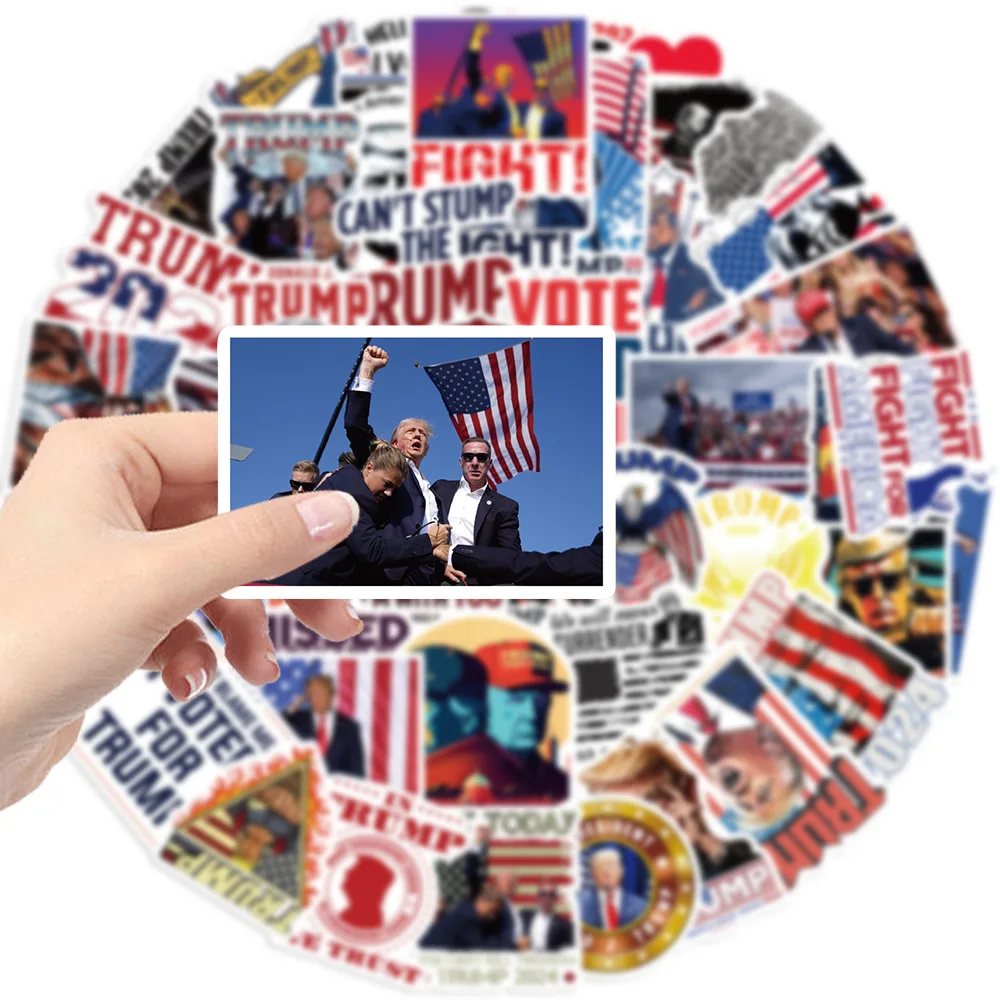 50Pcs 2024 Donald Trump Stickers, USA Flag Decals for Adultes Kids, Mens Teens,Girls, Waterproof  Vinyl Stickers for Laotop