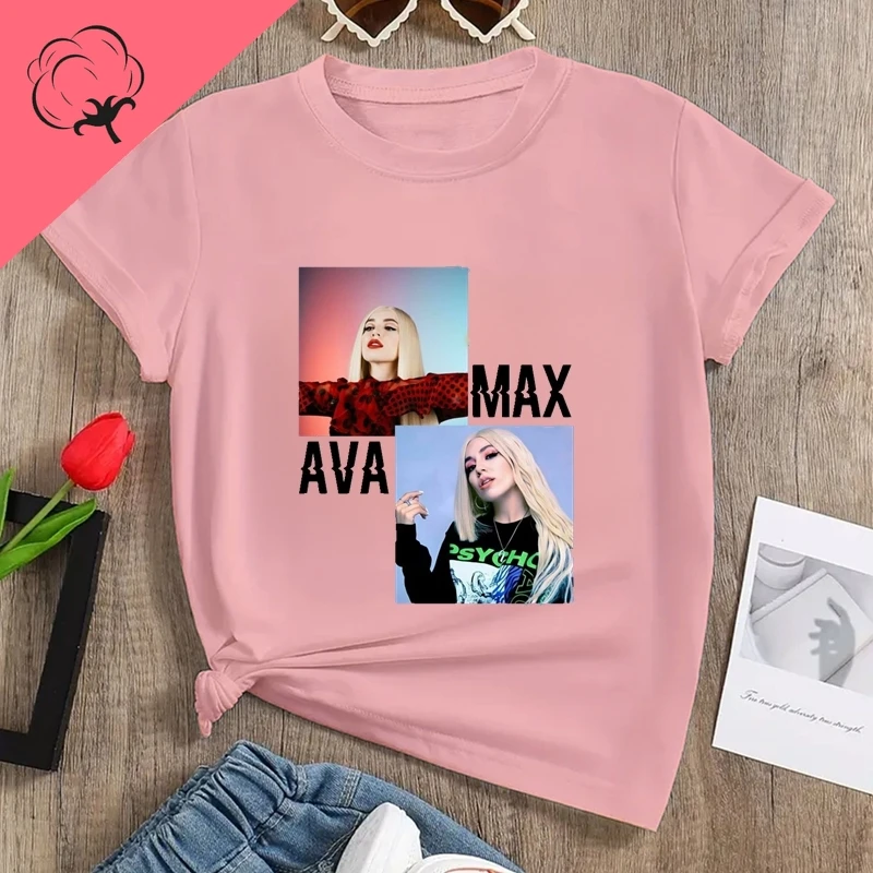 Famous Singer Ava Max Poster Printed Fashionable Women's T-shirt, Spring and Summer Casual Cotton Round-neck T-shirt