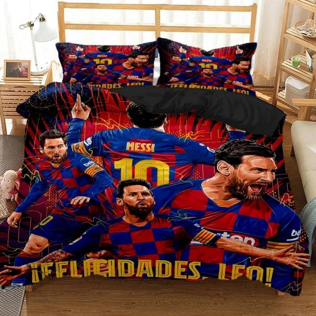 ليونيل ميسي طقم سرير نجم كرة القدم حاف مجموعة غطاء طقم سرير الملك الملكة مزدوجة التوأم حجم المعزي مجموعة غطاء للديكور