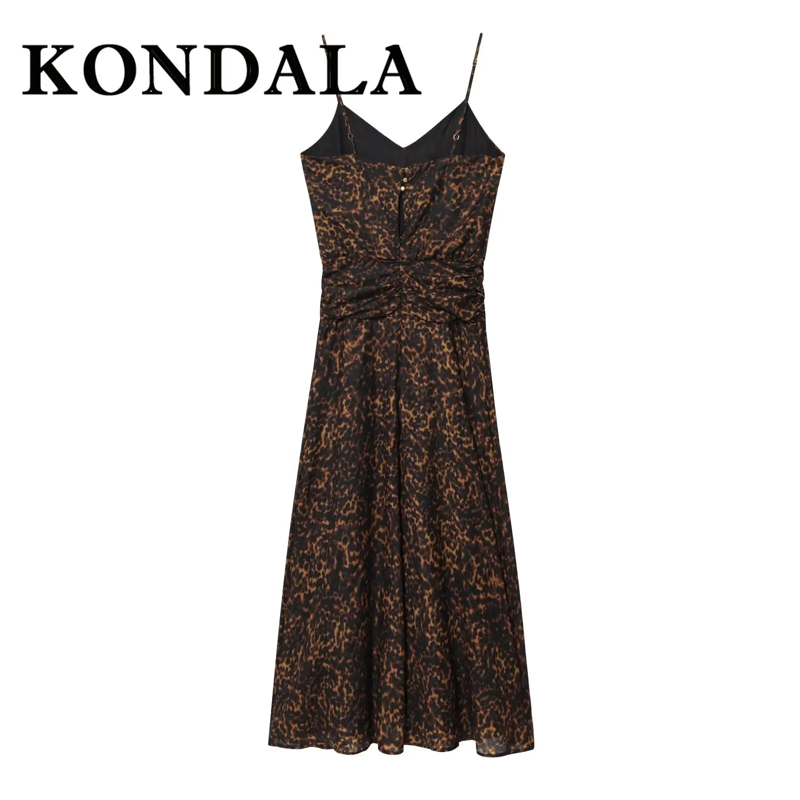 เดรสสายเดี่ยวลายเสือดาวสุดชิคจาก KONDALA แฟชั่นปี 2025 สำหรับงานปาร์ตี้กลางคืน สไตล์ลำลอง เปิดหลัง ทรงเข้ารูป สวยสง่า