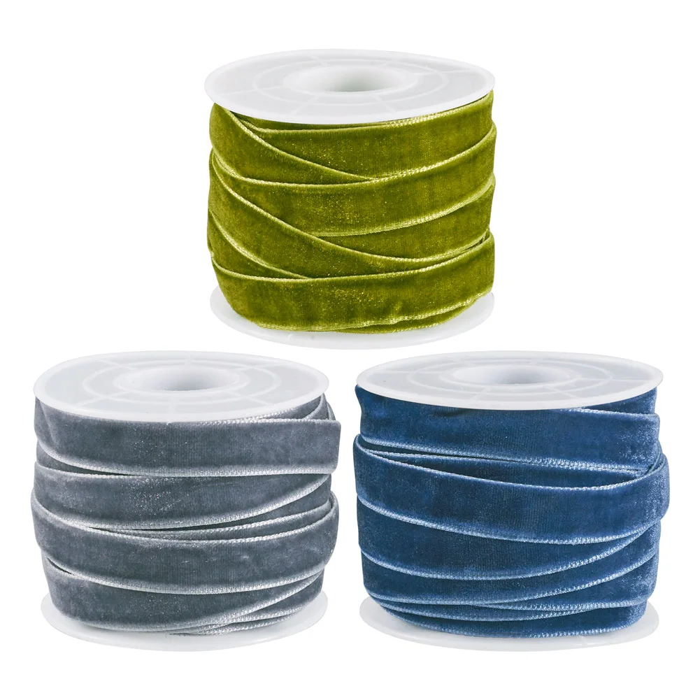 3Rolls 10 yards/roll Mixed Color Single Face Velvet Ribbon Handmade Wedding Party Decoration Ribbon Gift Wrapping