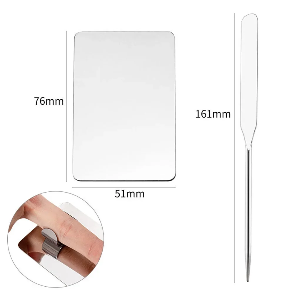 Edelstahl 2PC Palette Tablett Mischstab Set Make-Up Toner Spachtel Mischen Stick Foundation Creme Mischen Kosmetik Bilden Werkzeug – Detail 6