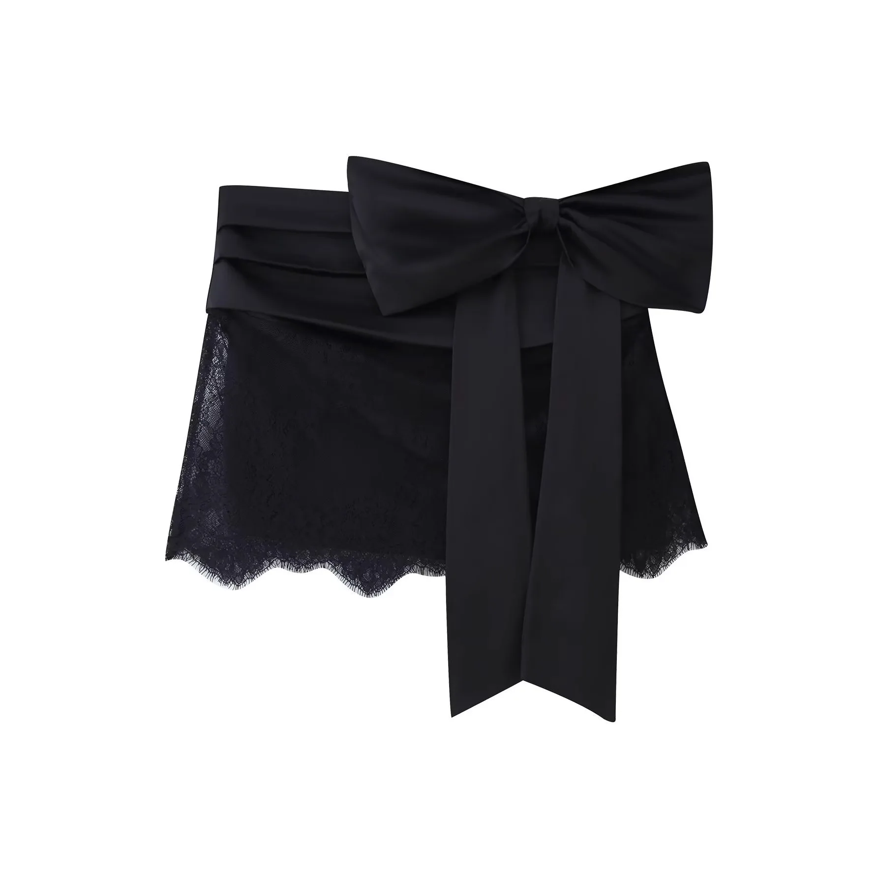 Withered Fashionable Temperament Solid Color Bow Lace Skirt For Women Skirt Woman Clothing Faldas Skirts
