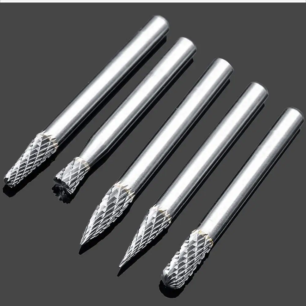 Binoax 10pcs Tungsten Carbide Burrs Set 3/6MM Shank Double Cut Solid Carbide Rotary Burr Set for Die Grinder Drill