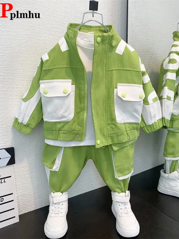 

Fashion Cargo 2 Piece Sets Kids Spring Fall Jackets Outfit And Children's Jogger Pants Ensembles Streetwear Boys Tracksuit Set